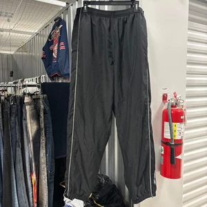 Vintage Reebok XXL Mens Black Track Pants Athletic Warm Up Nylon Zipper Bottoms - Picture 1 of 8