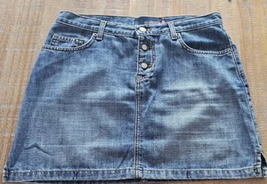 Vintage Y2K Quicksilver RoxyJean Denim Blue Jeans Mini Skirt Size 9 Button Fly - Picture 1 of 15
