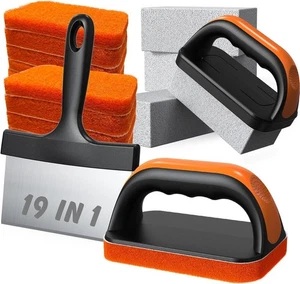 Kit de limpieza de plancha 19 en 1 para Blackstone, raspador de parrilla de tapa plana, cepillo y almacenamiento - Imagen 1 de 9