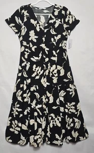 Damenkleid neu mit Etikett Sonoma Knopfleiste Rüschen unten schwarz geblümt Größe Small - Bild 1 von 8