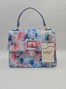 VEGAN Faux Leather Top-Handle Bag NWT Crossbody Strap / Watercolor Floral - Picture 1 of 11