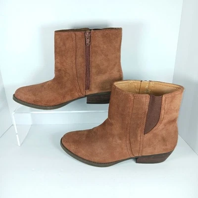 NINE WEST Women's Brown Suede Ankle Boots 8.5M Low Heel Western Zip Rodeo - Image 1 of 4
