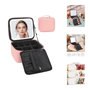 Makeup Bag with Light Up Mirror, Makeup Case Travel Cosmetic Bags Brush Organ... - Picture 1 of 10