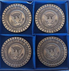 Clinton Era Presidential Seal Coaster Set NOS - Picture 1 of 3