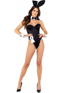 Roma Sexy Playboy Bunny 8pc Corset Bodysuit Costume PB127 Color Black Size Large - Picture 1 of 11
