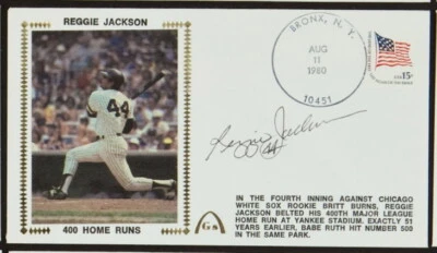 REGGIE JACKSON SIGNED "400 HOME-RUNS" Gs GATEWAY FIRST DAY COVER CACHET ENVELOPE - Image 1 of 3
