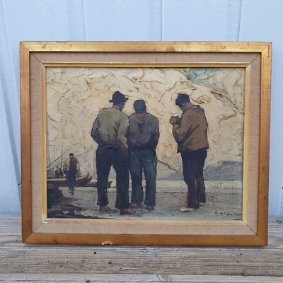 Gustave VIDAL (1895-1966) Ecole provençale Huile sur panneau Priere De Pecheurs - Photo 1/4