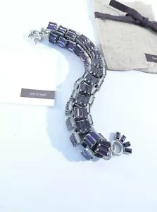 Lee Angel for Neiman Marcus Women's Purple Baguette Box Link Bracelet NWT 245 - Picture 1 of 9