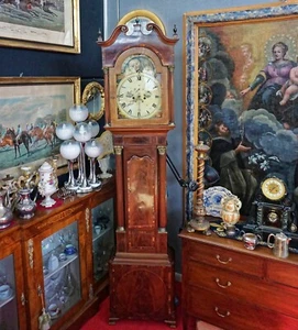 1790 PENDOLA BANCROFT, SCARBOROUGH. IN MOGANO- OROLOGIO FASI LUNARI-DIPINTO - Picture 1 of 12