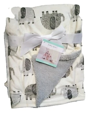 Baby Gear слон Baby одеяло серый белый новый мягкий флис безопасности новый с Ярлыками - Изображение 1 из 2
