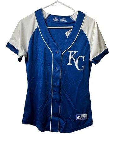 Majestic Women’s Fan Fashion Kansas City Royals Jersey, Blue/White, Small Cover