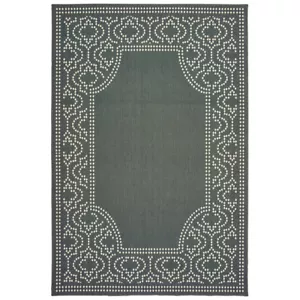 9x13 Sphinx Grey Solid Dotted Ogee Bordered Area Rug 1247X - Aprx 8' 6" x 13' 0" - Picture 1 of 1