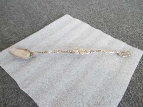 R W & S STERLING SILVER 9" LONG SPOON/FORK/SPORK R. WALLACE & SONS EARLY 1900's Cover