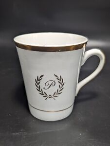 Enoch Wedgwood Coffee Cup Mug MONOGRAMMED "P" England Golden Ware Gold Porcelain