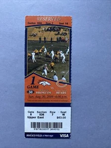 Boleto de fútbol americano de la NFL - Chicago Bears @ Denver Broncos - 30 de agosto de 2009 - Imagen 1 de 5
