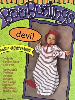 Devil Little Lil' Bunting Red Cute Fancy Dress Up Halloween Baby Child Costume - Image 1 of 2