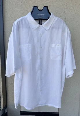 Linea Uomo Shirt Mens 4X White Linen Business Casual Front Pockets Relaxed Fit - Image 1 of 4