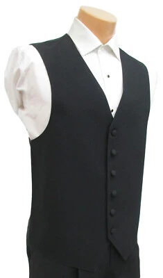 Men's Lord West Black Wool Fullback Tuxedo Vest Wedding Mason Prom Made in USA  - Image 1 of 4