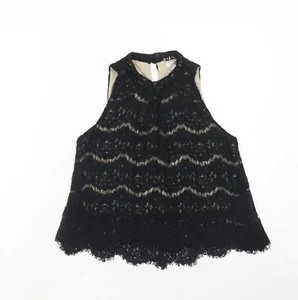 Love, Fire Womens Black Cotton Blend Blouse Size M  - Lace O - Picture 1 of 10