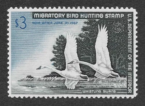 MMK Filatelia: US Scott #RW33 MH Estampilla Federal de Pato $3 Cisnes Silbantes - Imagen 1 de 2