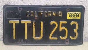 Vintage 1966 California Black Yellow License Plate CA Cali - Picture 1 of 5