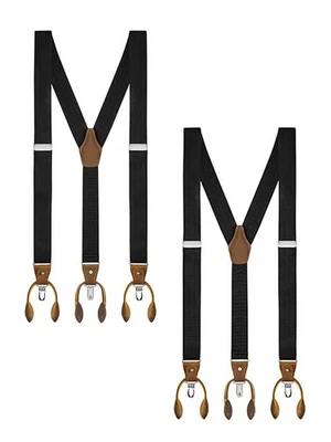 Buyless Moda Paquete de 2 Tirantes Hombres - 48" Correa Ajustable 1 1/4" Y Clip Botón Foto 1 de 4