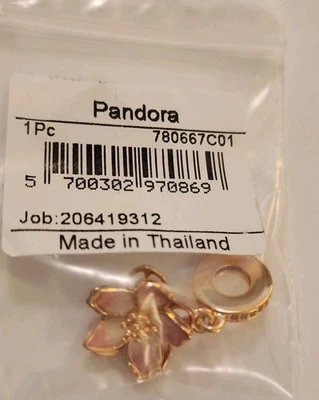 Pandora Oro Rosa Movible Rosa Flor de Cerezo Dije 790667C01 NUEVO CON ETIQUETAS NUEVO Foto 1 de 4