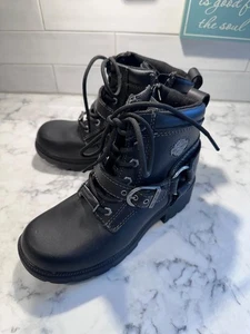 Harley Davidson Tagan lace up boot black size 5 full grain leather motorcycle - Picture 1 of 7
