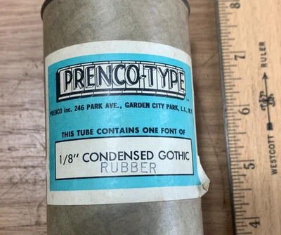 Prenco Rubber Type Stamp Set 1/8" Condensed Gothic Alphabet Letters Numbers USA - Image 1 of 4