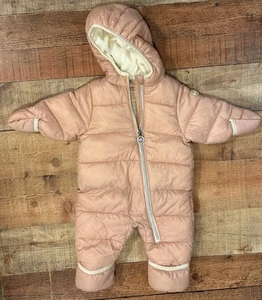 Michael Kors Infant Girl's Pink Puffer Hooded SnowSuit  Sz 0-6 Months - Picture 1 of 12