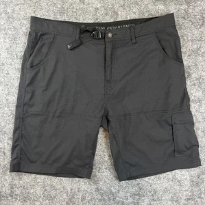 prAna Black Cargo Belted Shorts Size 40 Outdoors Hiking Flex 10” Inseam - Picture 1 of 8