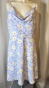 GB GIANNI BINI Damen BLAU & GELB Blumen gefüttert Träger Midi Skater Sommerkleid Gr. L - Bild 1 von 12