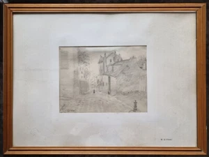 Pencil drawing ""landscape: ancient village"" by Umberto Lilloni Milan - Picture 1 of 7