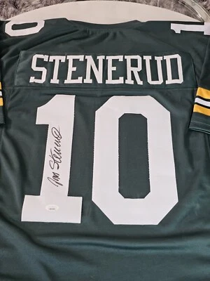 Camiseta Jan Stenerud autografada/assinada JSA adesivo verde personalizada  - Imagem 1 de 4