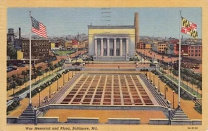 Postcard MD: War Memorial & Plaza, Baltimore, Maryland, Linen Posted 1948 - Picture 1 of 2
