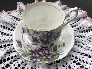 Royal Albert Hand Painted TeaCup Saucer Flower of the Month #5 Violet EUC - Picture 1 of 5