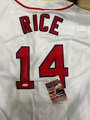 Camiseta firmada por Jim Rice de los Medias Rojas. JSA Auth Foto 1 de 2