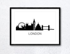 London Skyline Wall Art Print Poster. Home Decor City Landmark Eye Gift Minimal 