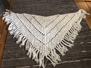 Authentic 70’s but NEW Perfect Festival Hand Crochet Fringed Boho Shawl Wrap - Picture 1 of 3
