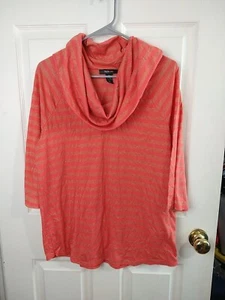 Camiseta Style and Company Mujer M Rayas Naranja Dorado Manga 3/4 Top. - Imagen 1 de 9