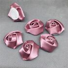 Satin Ribbon Rose Flower DIY Craft Wedding Appliques Beige Deep Purple Red 10pcs
