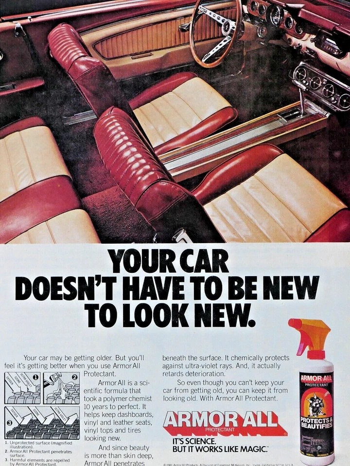 1966 Mustang Emberglo Pony Interior Vintage 1981 Armor All Original Print Ad - Image 1 of 4