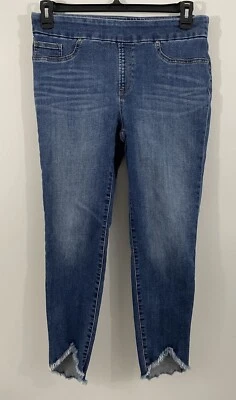 Chicos Pull on Jegging talla 0.5 Mujeres 6 Tulipán Deshilachado Dobladillo Tobillo Ajustado Jeans Denim Foto 1 de 4