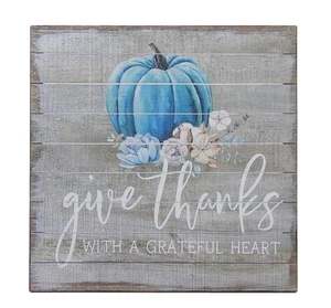 Danke dankbar Herz Herbst Erntedank Schild Regal Sitter Wandkunst 5" x 5" - Bild 1 von 4