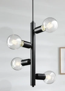 NEXT GLOW NEW 6ft Black Sputnik Modern Chandelier 4-Light Hanging Pendant Light - Picture 1 of 6