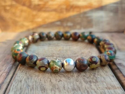 Tibet Achat Armband 925 Silber Perle Perlenarmband Naturstein Partnerarmband - Bild 1 von 4