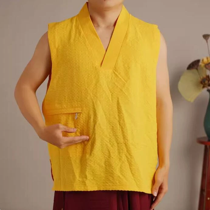 Nuevo Chaleco de Algodón Delgado de Verano para Hombres Zen Monje Budista Prendas para el torso Chaqueta sin Mangas Foto 1 de 4