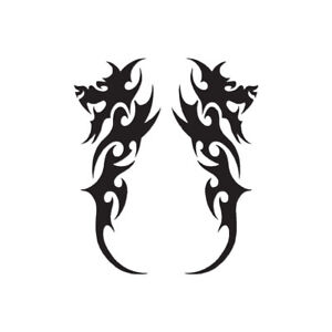 Pair of Dragon Tribal - Vinyl Decal Sticker - Multiple Color & Sizes - ebn223
