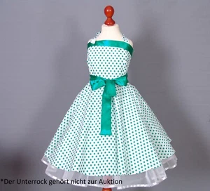 Rockabilly 50er Jahre Stil Mädchen zum Petticoat Kleid Gr.146-158 weiß/grün - Bild 1 von 12