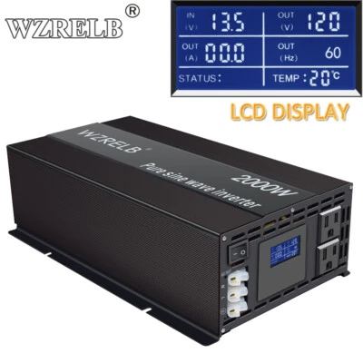 12V to 120V Pure Sine Wave Power Inverter 2000W Car Power Supply DC to AC Motor - Image 1 of 4